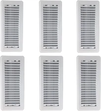 4" X 10" Floor Vent Covers White 6 Pack - Heavy Duty Walkable Floor Registers -