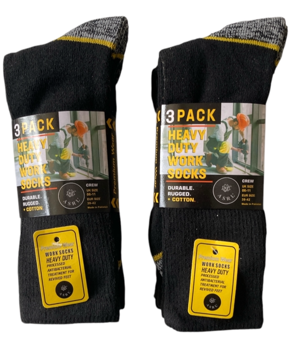 SAOLA 12 paia calze da lavoro uomo taglia 6 11 resistenti nere suola imbottita rinforzata