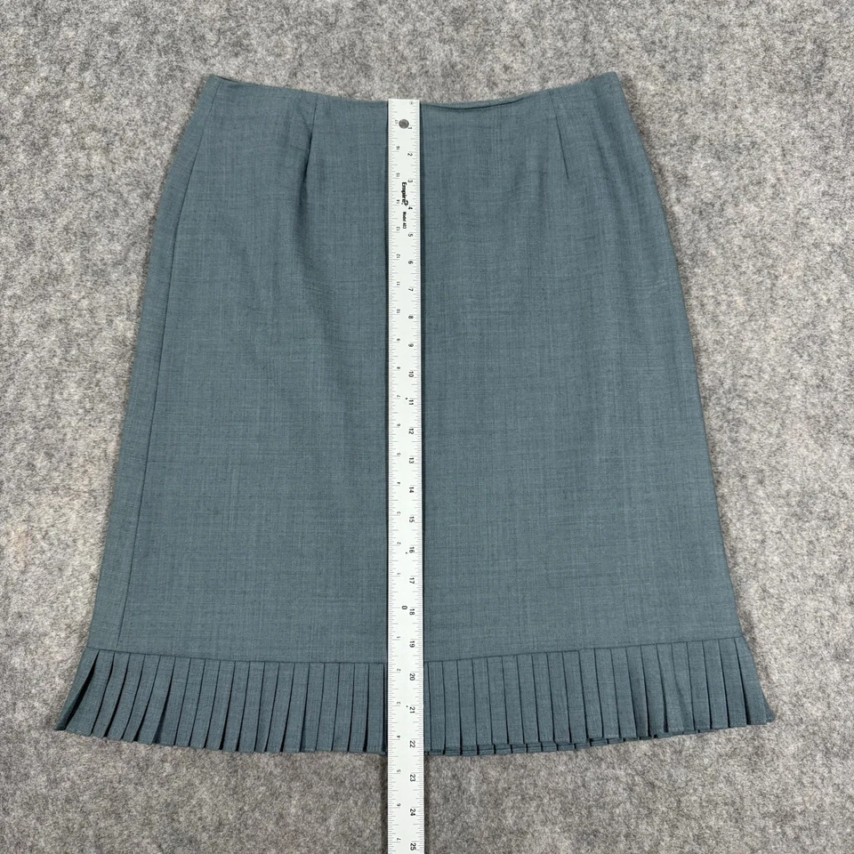 Falda inferior plisada con cremallera trasera Ann Taylor para mujer talla 8P verde azulado mezcla de lana Foto 2 de 4