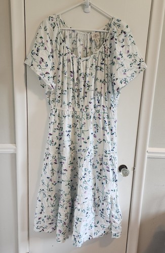 St. Johns Bay Women's Size XL Linen Blend Tiered Maxi Dress Peasant Cottagecore