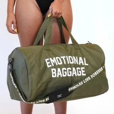 BRAND NEW NIB ASSHOLES*s LIVE FOREVER ALF Emotional Damage ARMY GREEN DUFFLE BAG