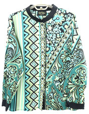 BOB MACKIE WEARABLE ART Women's Polyester Shirt Long Sleeve Floral Multicolor L