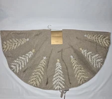 52" Christian Lacroix Gold Silver  Beaded Embroidered Christmas Tree Skirt 