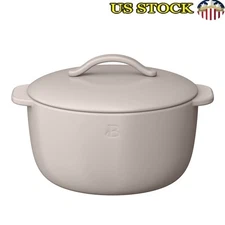 1QT Stoneware Casserole Dish Covered Non-Stick Oven Safe Durable Easy Clean New