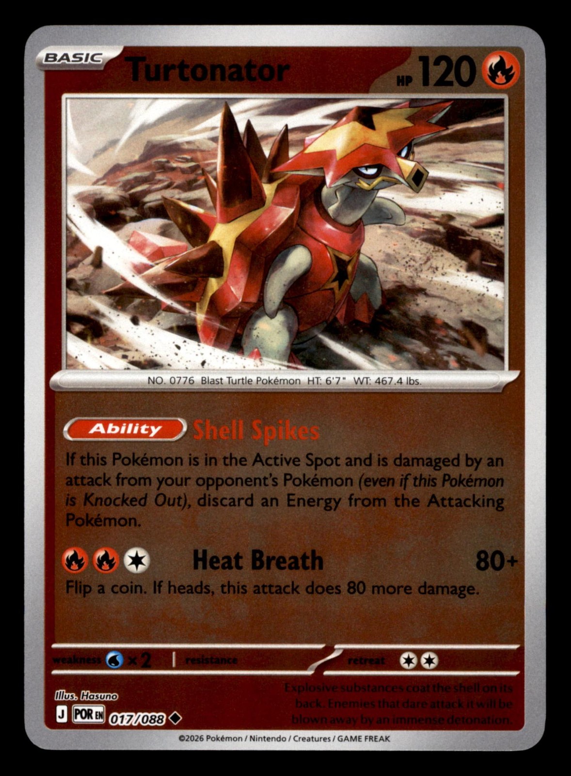 Turtonator 017/088 ME03 Perfect Order Pokemon Reverse Holo Near Mint