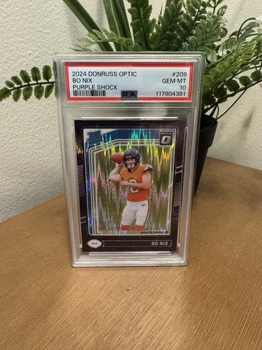 2024 Panini Donruss Optic Rated Rookie Bo Nix #209 Purple Shock Prizm RC PSA 10