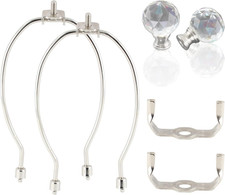 2 Set 10 Inch Lamp Harp and Finial, Heavy Duty Holder with Crystal Finials