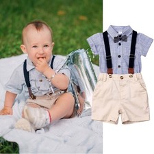 Baby Boys Wedding Outfits Toddler Suspender Shorts Formal Suit Gentleman Clothes