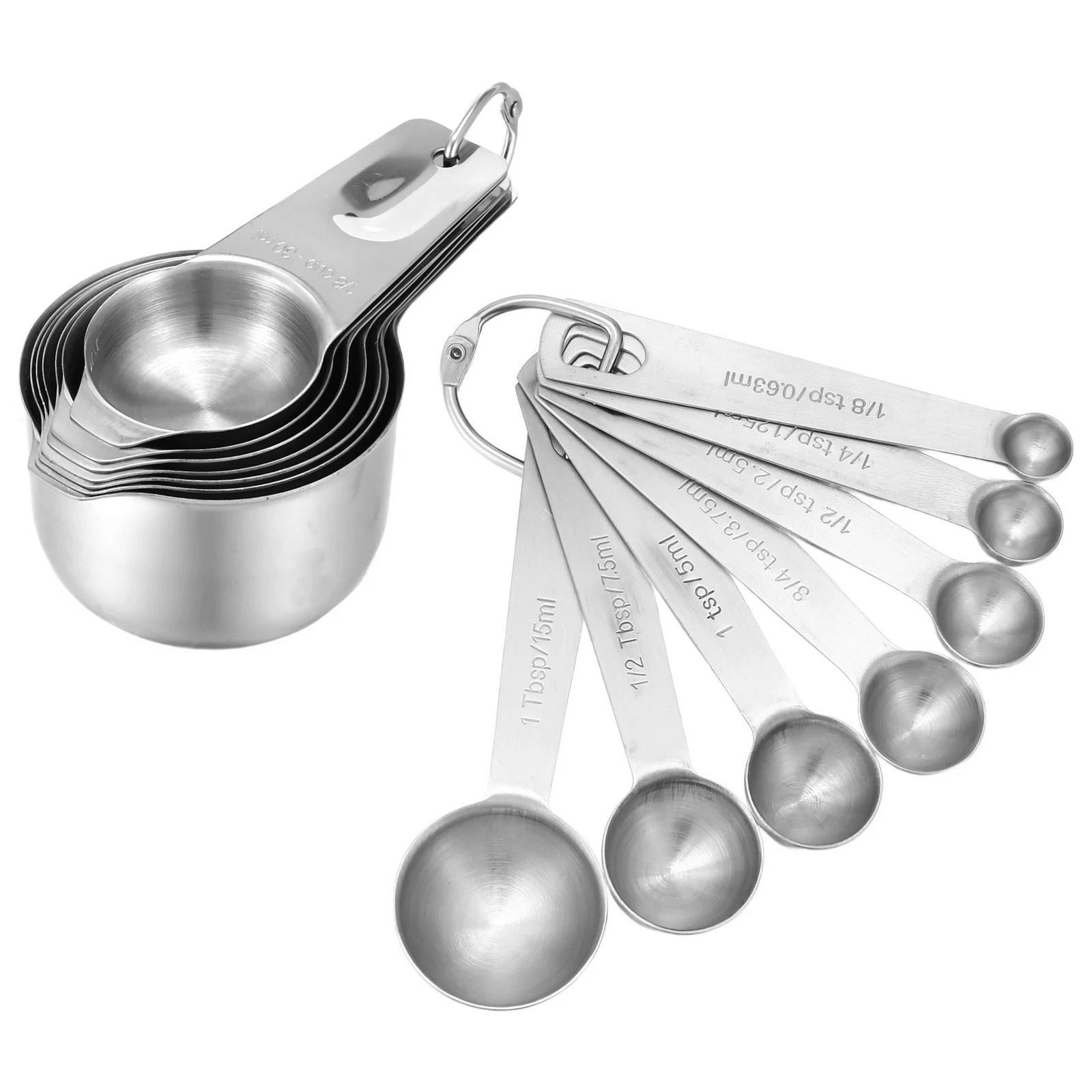 Stainless Steel Measuring Cups and Spoons Set of 14 Pieces7 Nesting cups
