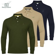 Polo uomo manica lunga HENRY COTTON'S 100% cotone piquet S M L XL XXL 3XL
