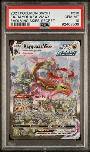 POKEMON RAYQUAZA VMAX 2021 SWORD & SHIELD EVOLVING SKIES #218 SECRET PSA 10