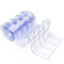 Door Curtain Strip 8 In 96 In Clear PVC Ribbed Walk-In Freezer Warehouse Pet