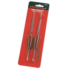 2pc FIBRE GRIP TWEEZERS CROSS REVERSE ACTION STRAIGHT & BENT NOSE 160mm MODEL