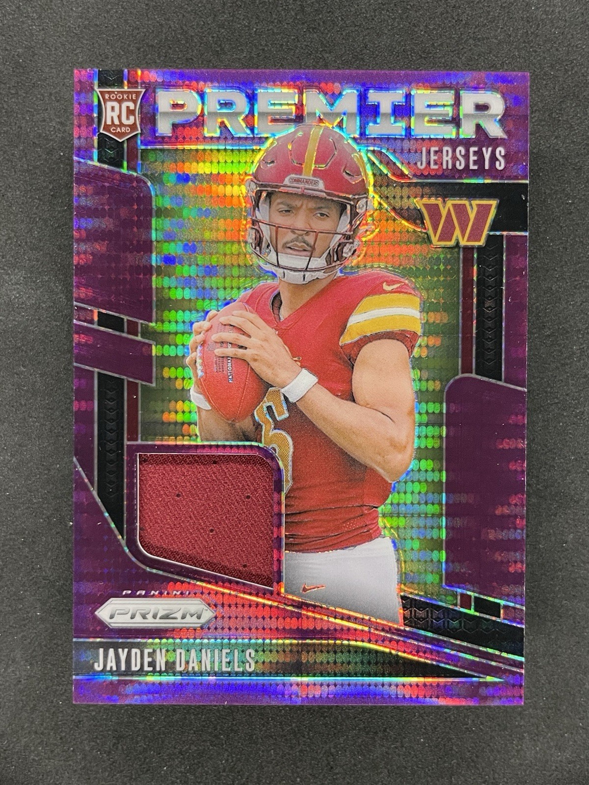 2024 Panini Prizm Jayden Daniels Premier Jerseys Patch Purple Prizm RC