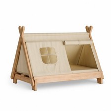 Pet Tent with Wooden Base Triangular Dog Tent Breathable for Cats