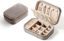 Plush Velvet Travel Jewelry Box, Portable Jewelry Case for Women Girls, Doubl...