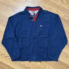 Vintage Tommy Hilfiger Harrington Jacket Navy XL Full Zip Hip Hop Preppy 90s
