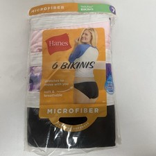 Womens - Hanes 6-Pk Size 7 Large Bikini Panties Microfiber Sporty Pink M642SC