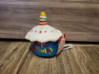 Cuddle Barn Plush blue Cupcake Happy Birthday Candle Lights Singing Musical NEW
