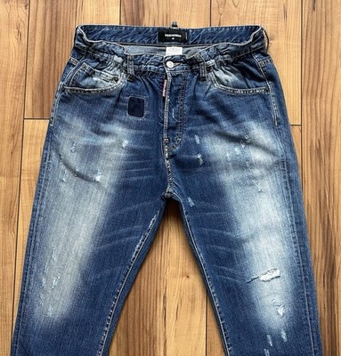 100%ORIG DSQUARED DAN ELASTIC WAIST JEAN JEANS GR.48 S71LA0890 S/S15 DISTRESSED