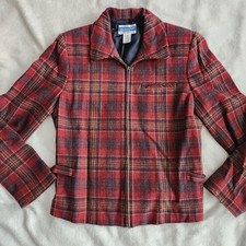 Vintage Pendleton 100 Virgin Wool Jacket Size 6 Small Women's Red Check Plaid