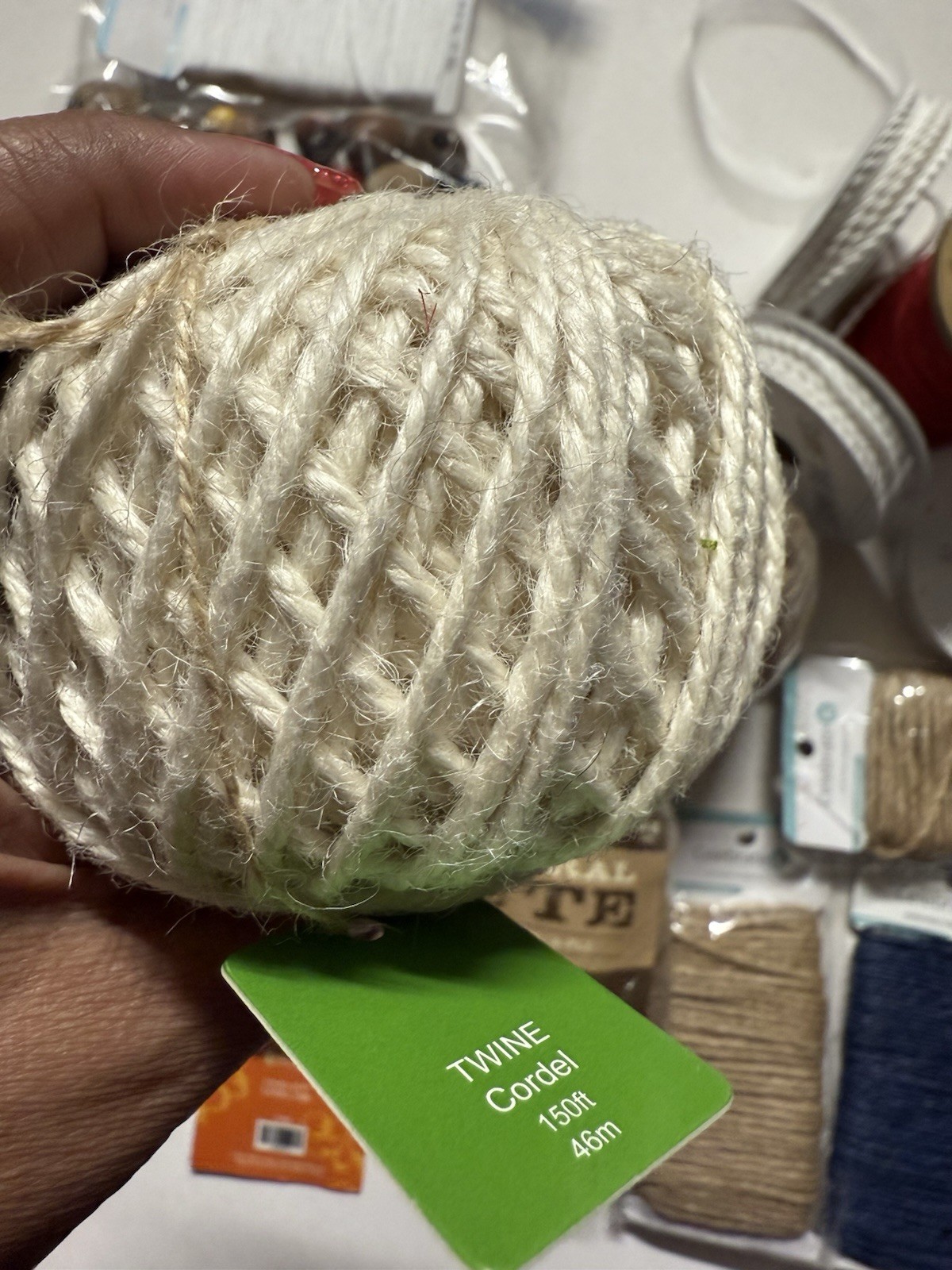 Mixed Lot Macrame Jute Cord Thread And Beads Crafts