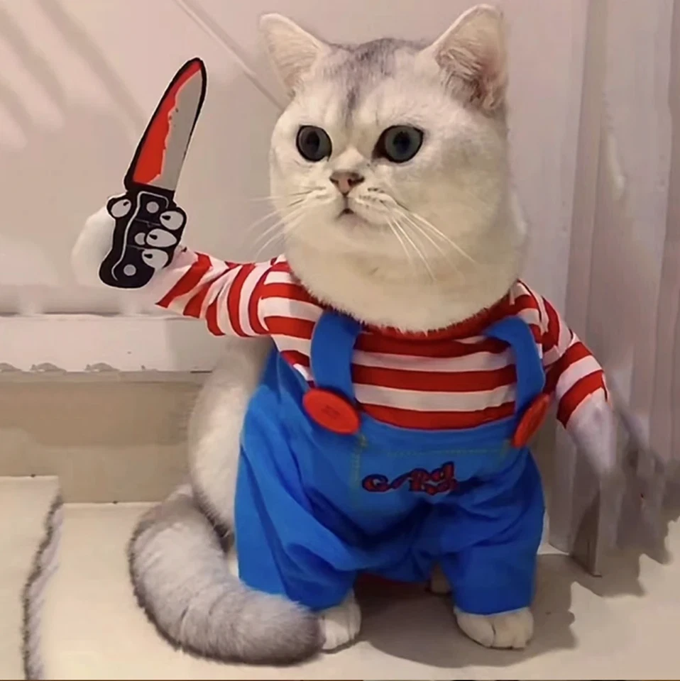 Funny Cat Clothes Coat Halloween Cosplay Costumes For Small Medium Dog Cats - Image 2 of 4