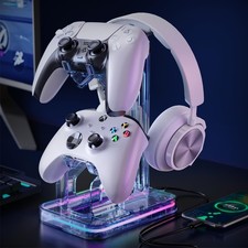 Gaming Headphones Stand, RGB Headset Stand with 2 USB Charging Ports,