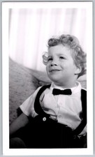 Vtg Snapshot Cute Young Boy In Bow Tie 1950s