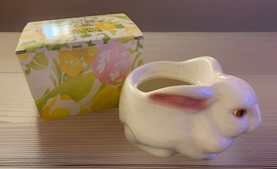 VTG Avon Bunny Ceramic Planter Candle Holder New In Original Box NOS