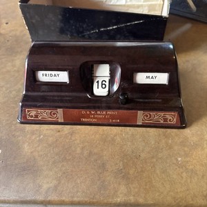 Vintage Bakelite Robot Thinking Desk Calendar Made in Germany Tel-E-Lect Promo