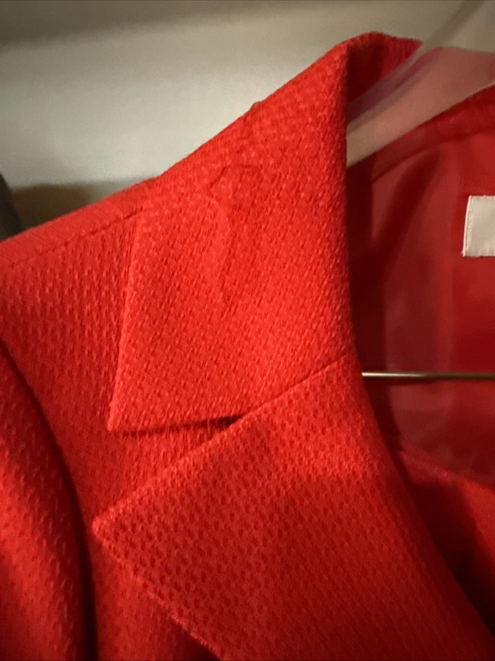 Traje Studio Rojo Traje Talla 6p Falda Lápiz Manga Larga Chaqueta Forrada Poliéster Foto 3 de 4