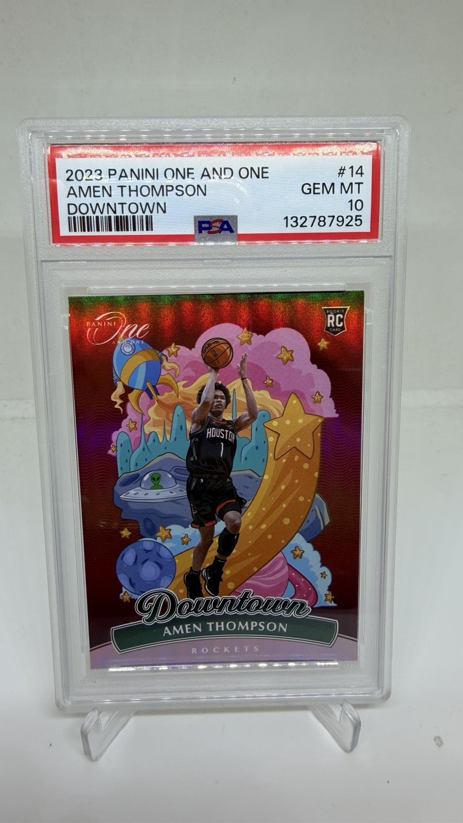 2023-24 Panini One And One Downtown #14 Amen Thompson RC Rookie SSP PSA 10
