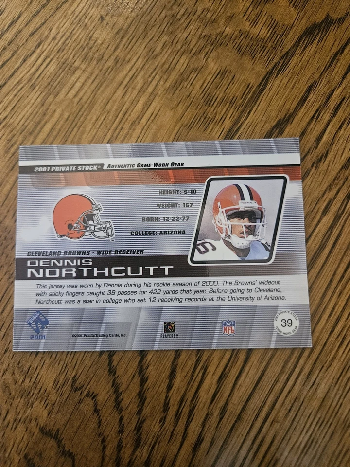 2001 Pacific Private Stock Game-Worn Gear Dennis Northcutt #39 - Image 2 of 2