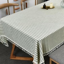 Cotton Square Tablecloth Olive Striped Tablecloths 55" x 55" Square Green