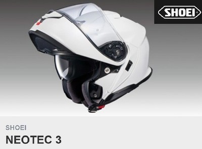Shoei Neotec 3 Modular Motorcycle Helmet W/ Integrated Sun Shield, White Gloss