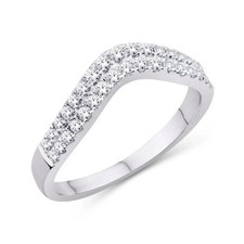 0.33ctw Diamond Contour Band Ring 10k White Gold Womens Wedding Stackable