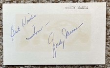 Gordon Gordy Massa personalized signed card - Cubs debut 1957 - discoloration
