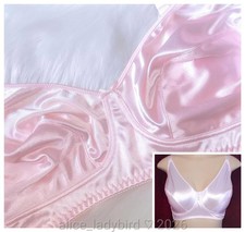 SHINY Vintage SATIN Smooth BRA Second Skin STRETCH Soft Pink 44 C