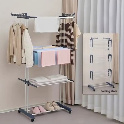 4 Ebenen Faltbar Wäscheständer Boden Stehend Verstellbar Indoor Outdoor Rack