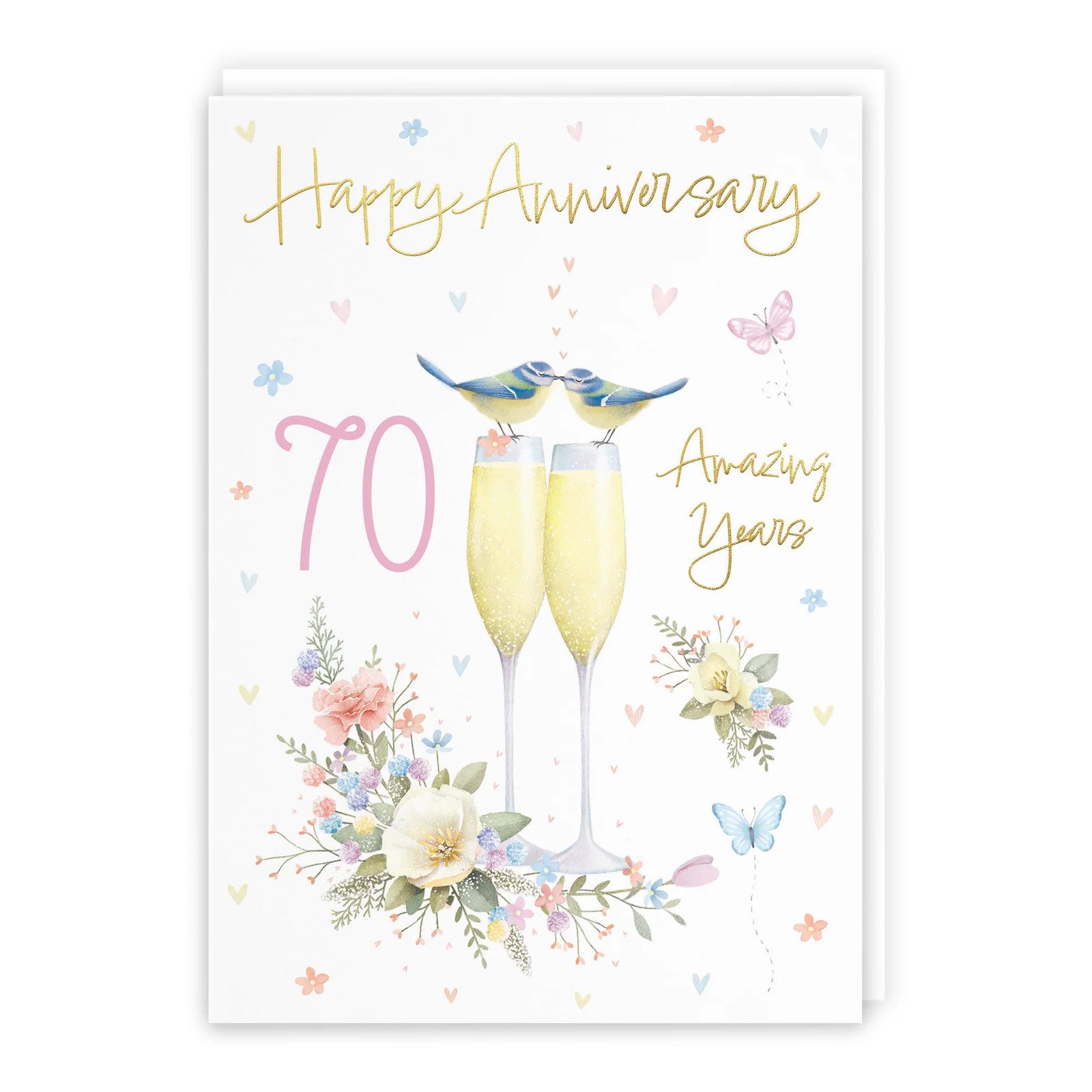 70th Anniversary Card Champagne Flutes Milo's Gallery