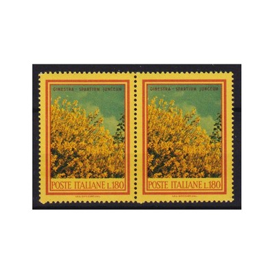 REPUBLIC 1968 FLORA PAIR 180 LIRE VARIETY YELLOW N.721Aa G.I MNH** CERT.
