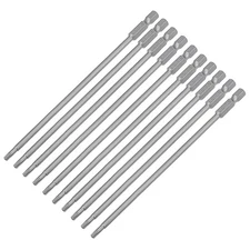 10 x T15 Magnetic Torx Screwdriver Bits 1/4" Hex 5.9" S2 Security Tamper Proof