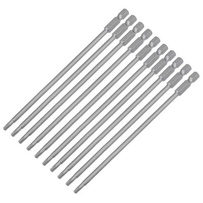10 x T15 Magnetic Torx Screwdriver Bits 1/4'' Hex 5.9'' S2 Security Tamper Proof