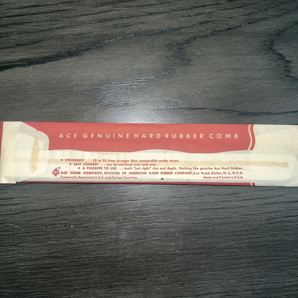 "Peine de bolsillo de goma dura As genuino vintage 7"" negro #166 onda de dedo sellado en EE. UU." Foto 4 de 4