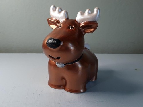 Adorable Handmade Hand Painted Resin Happy Christmas Moose