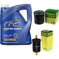 Mann Inspektionspaket 5L Mannol Defender 10W-40 FüR Renault Clio II 1.2 Kangoo