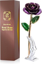 Sinvitron Gold Dipped Infinity Rose Forever Flower Decor, Resin Preserved Real R