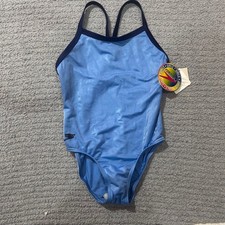 Speedo Swimsuit One Piece Metallic 12 Blue Deadstock Y2K Vintage 2000s Cyber