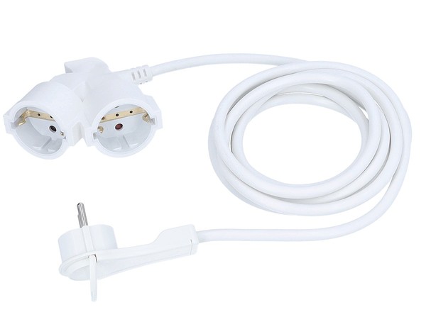 Pvc VerläNgerungskabel 2Fach 3M Schuko Flachstecker Kabel 230V 16A Weiß IP20-image